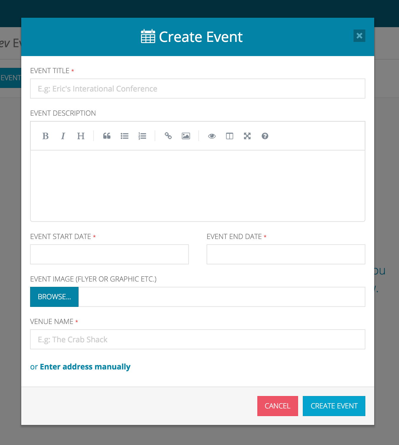 Create Event Form